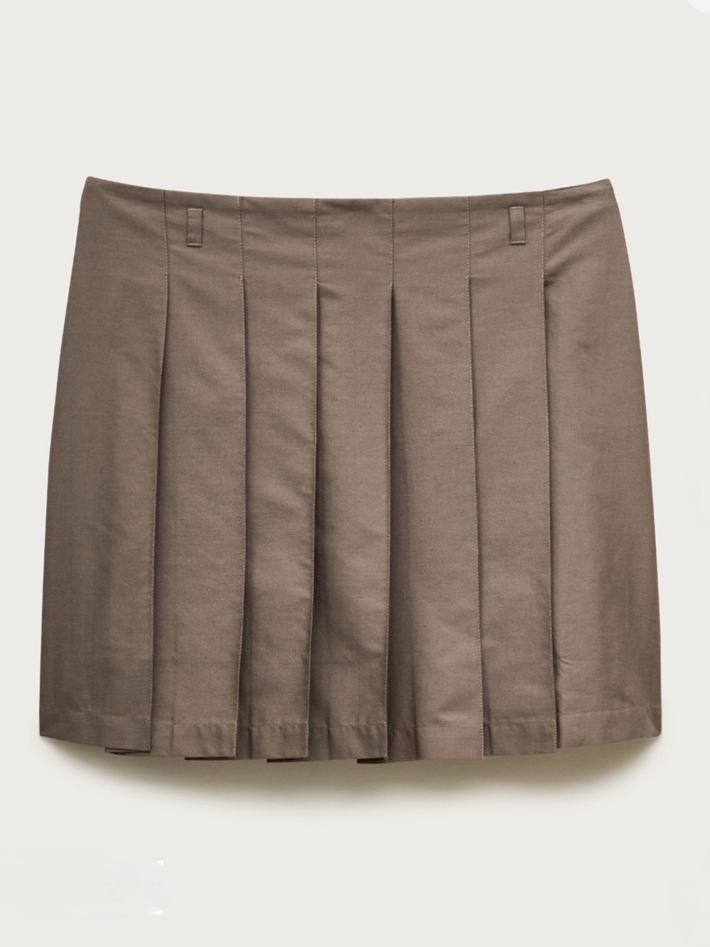 Pleated Mini Skirt in Taupe